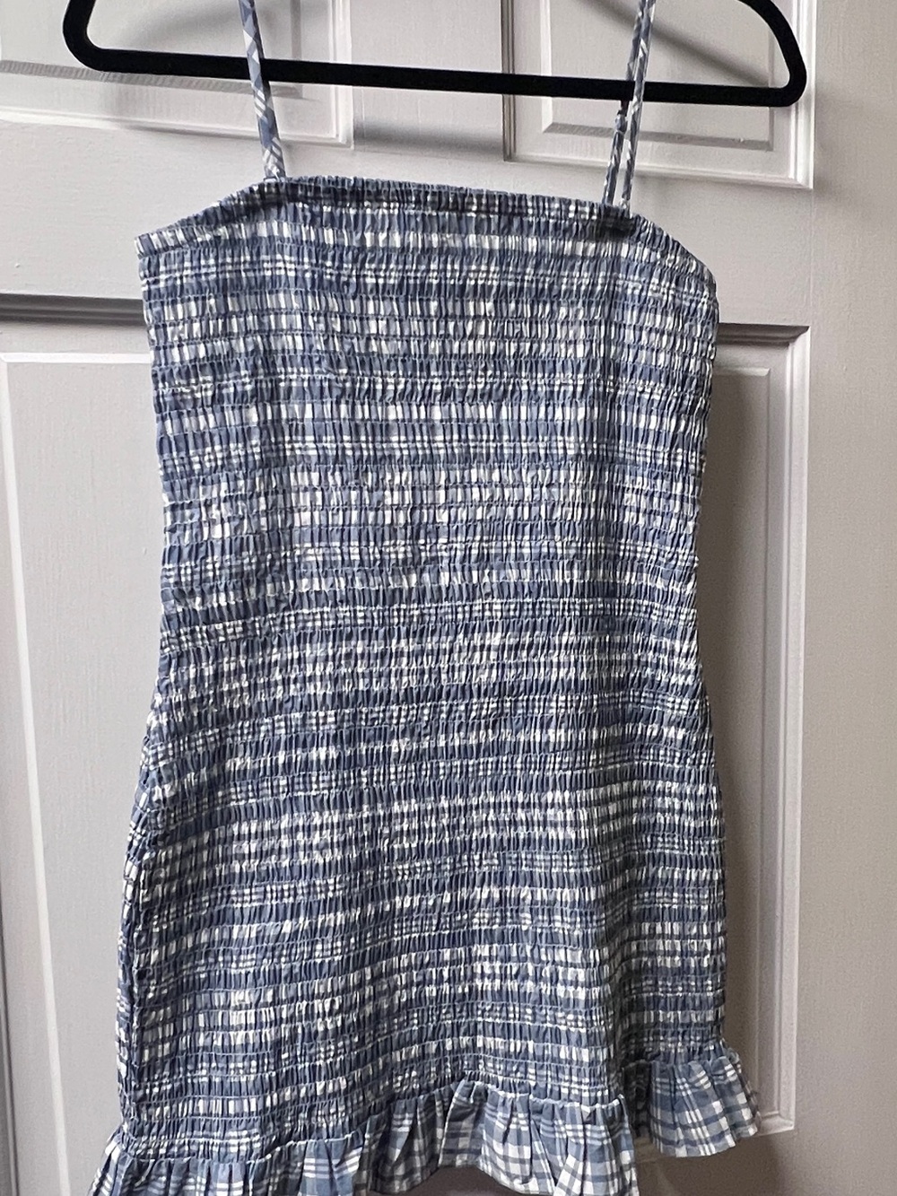 wild fable Blue and White Plaid Smocked Mini Dress